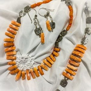 Crab-shell Necklace, bracelet, earring set